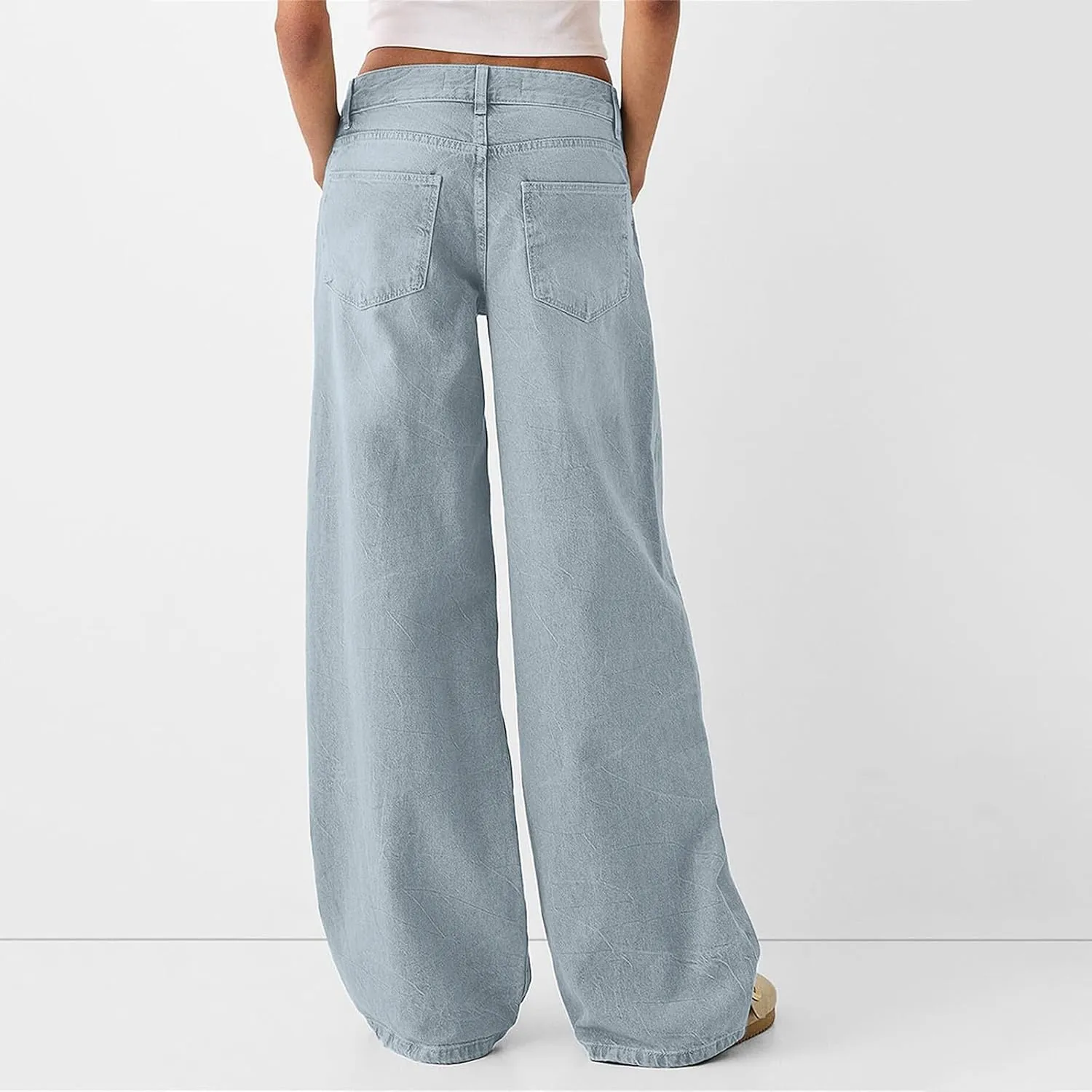 Sweatpants Jeans for Women Boyfriend Baggy Wide Leg Jeans Loose Fit Trendy Denim Pants with Pocket