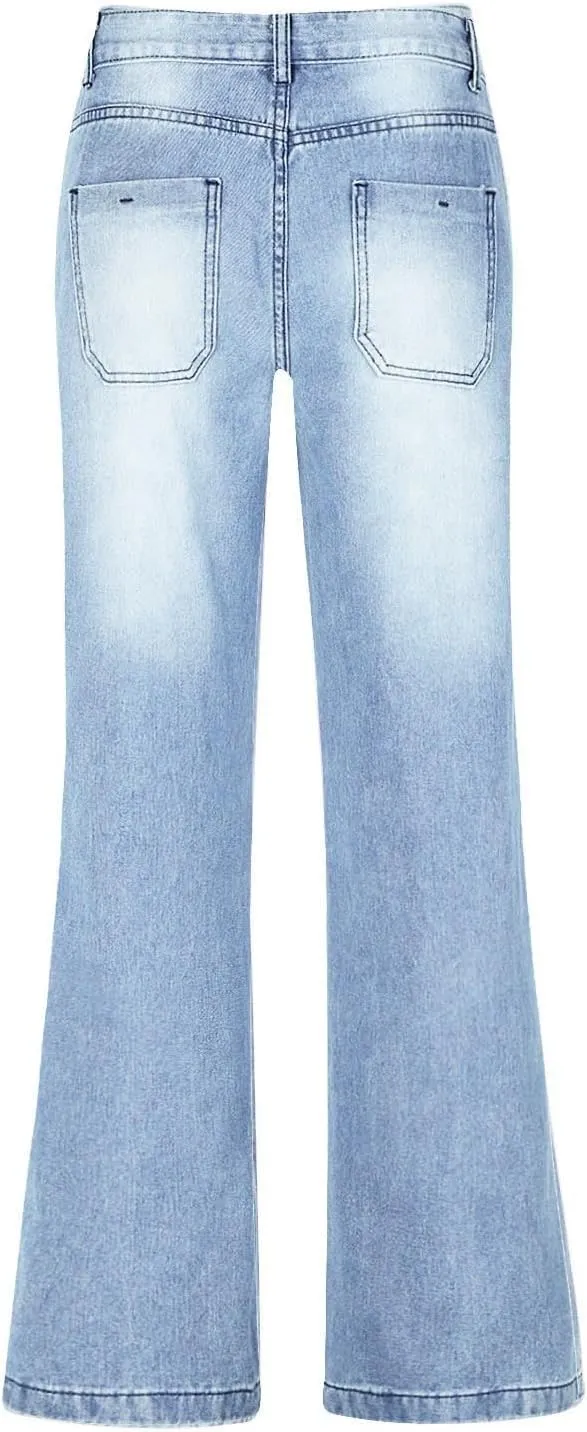 Sweatpants Jeans for Women Boyfriend Baggy Wide Leg Jeans Loose Fit Trendy Denim Pants with Pocket