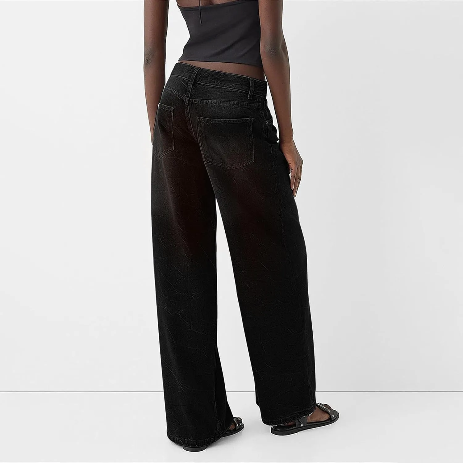 Sweatpants Jeans for Women Boyfriend Baggy Wide Leg Jeans Loose Fit Trendy Denim Pants with Pocket