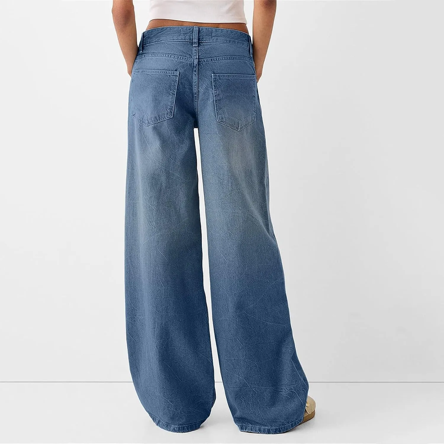 Sweatpants Jeans for Women Boyfriend Baggy Wide Leg Jeans Loose Fit Trendy Denim Pants with Pocket