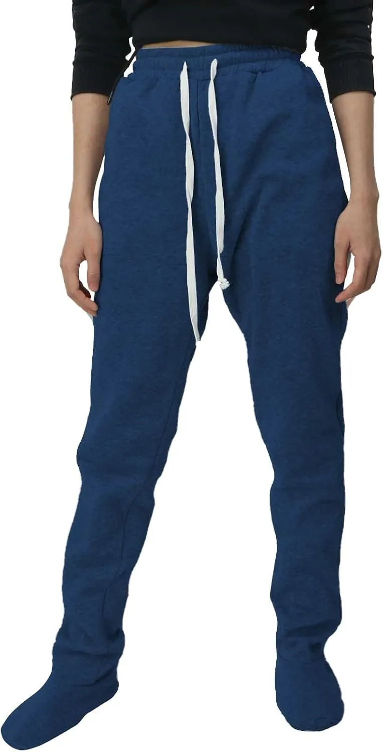 Sweatpants with Foot for Women Fleece Lined Soft Warm Drawstring Elastic Waist Pajama Pants Casual Loungewear Trouser