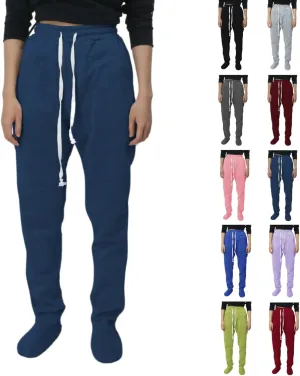 Sweatpants with Foot for Women Fleece Lined Soft Warm Drawstring Elastic Waist Pajama Pants Casual Loungewear Trouser