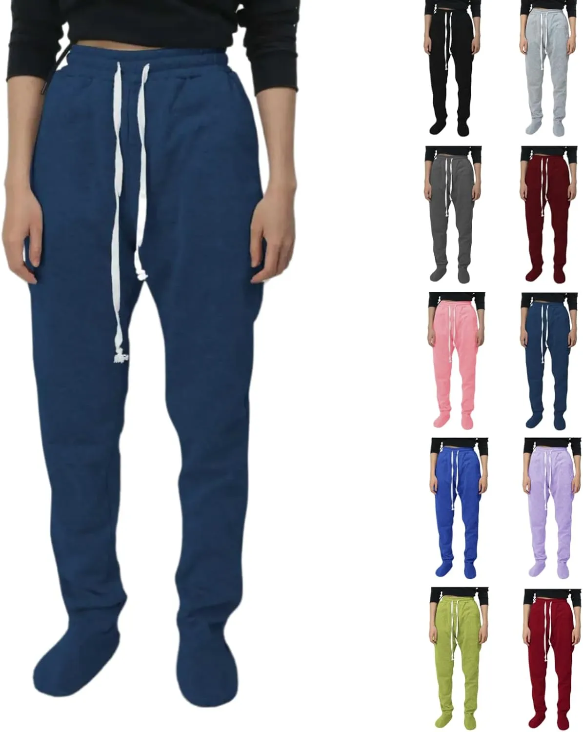 Sweatpants with Foot for Women Fleece Lined Soft Warm Drawstring Elastic Waist Pajama Pants Casual Loungewear Trouser