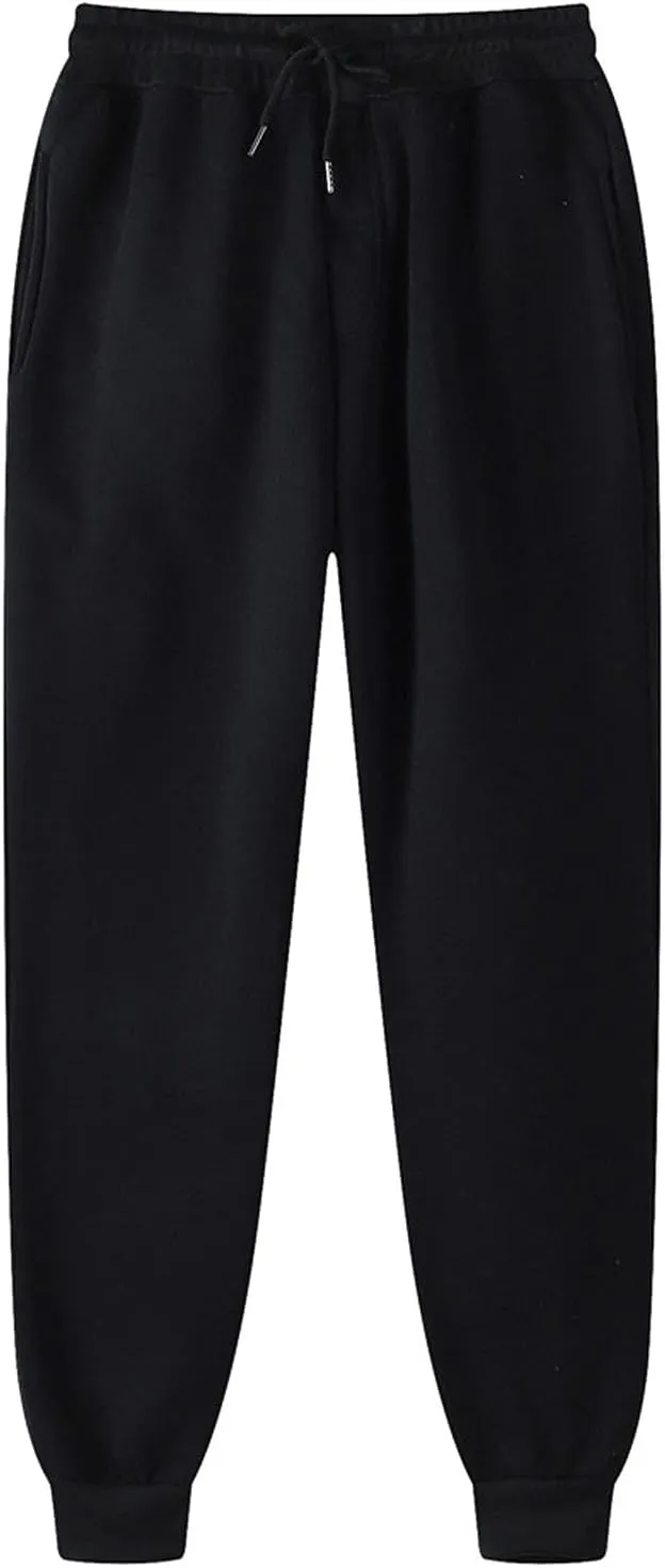Tall Mens Sweatpants Men's Heavyweight Fleece Cargo Sweatpants Stretch Jogger Sport Pants Drawstring Sports Trousers