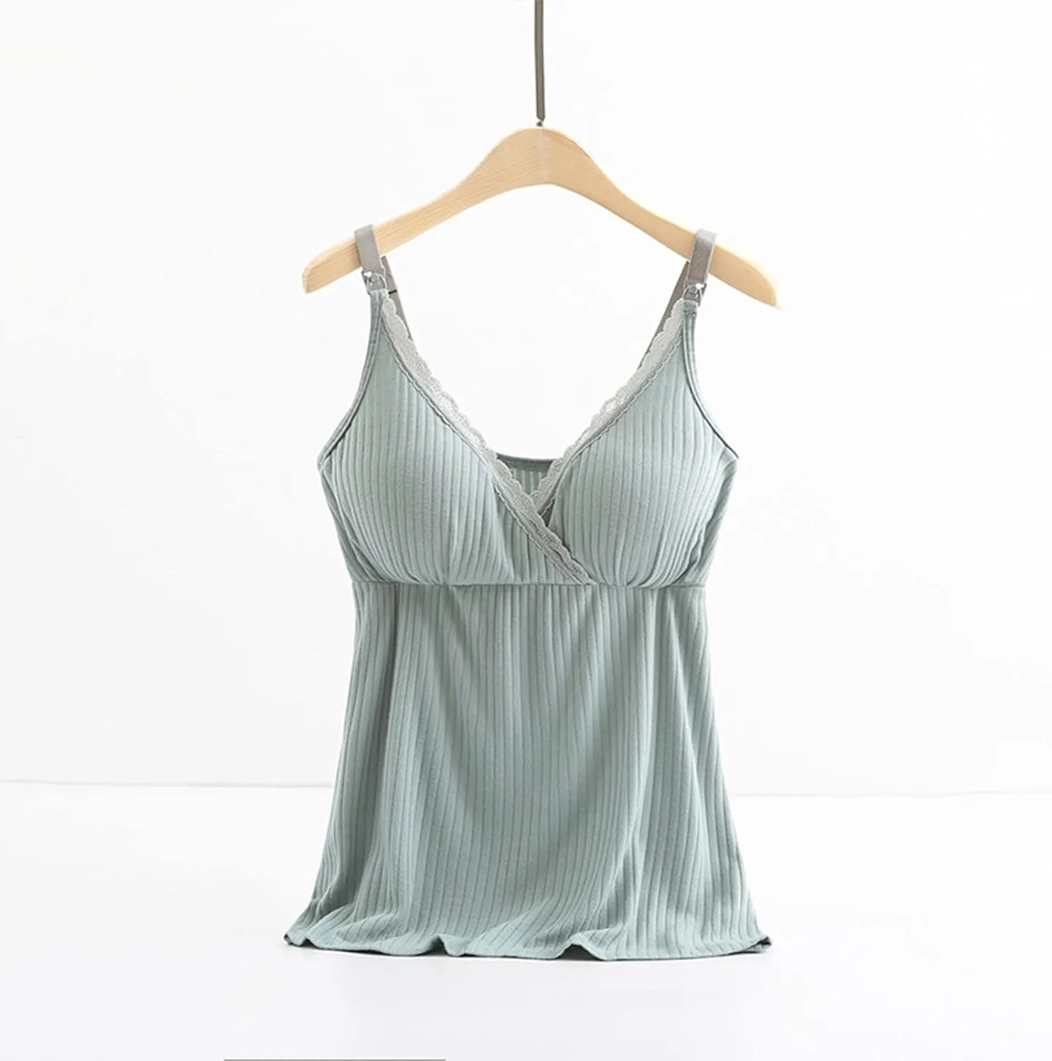 TANGNADE Womens Maternity Nursing Tank Cami for Breastfeeding with Padded Bra Comfy Pregnancy Sleepwear Clothes