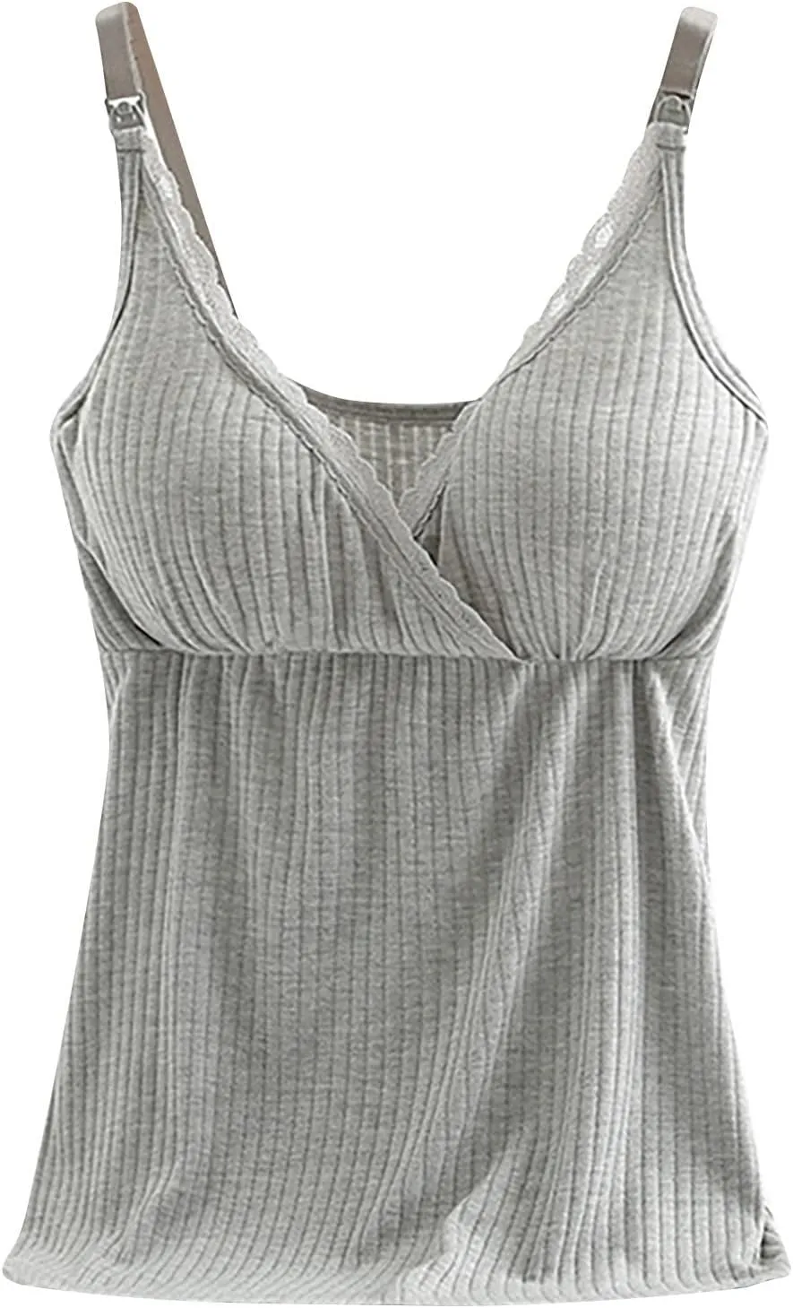 TANGNADE Womens Maternity Nursing Tank Cami for Breastfeeding with Padded Bra Comfy Pregnancy Sleepwear Clothes