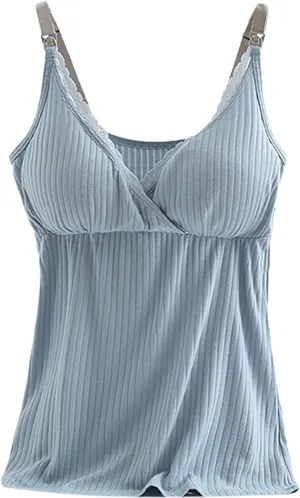 TANGNADE Womens Maternity Nursing Tank Cami for Breastfeeding with Padded Bra Comfy Pregnancy Sleepwear Clothes