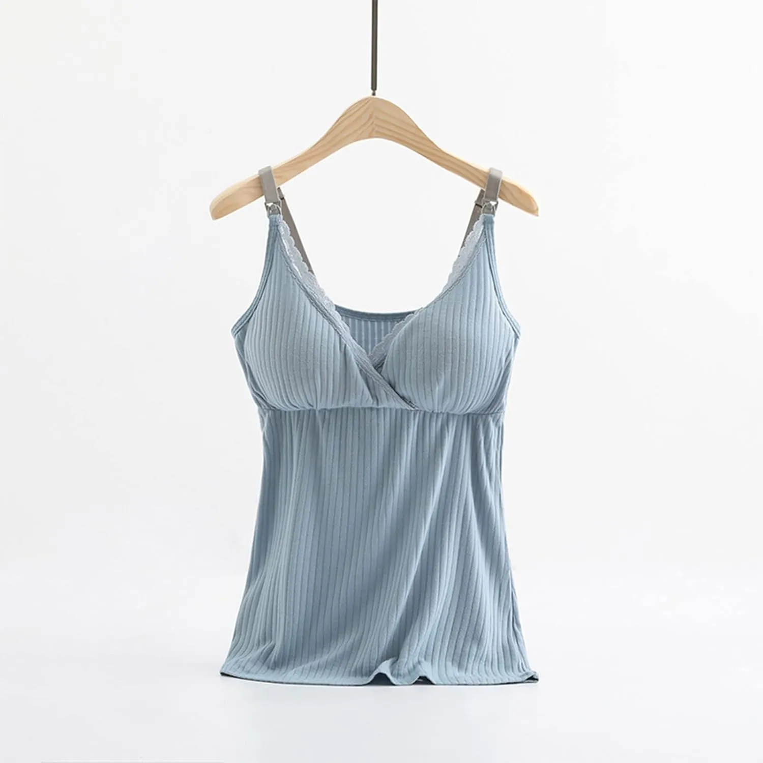 TANGNADE Womens Maternity Nursing Tank Cami for Breastfeeding with Padded Bra Comfy Pregnancy Sleepwear Clothes