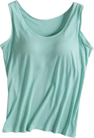 Tank Top for Women Plus Size with Built in Bras Loose Fitting Workout Gym Shirts Sleeveless Summer Going Out Top