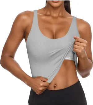 Tank Top with Built in Bra for Women Casual Summer Sleeveless Gym Crop Tops U Neck Workout Athletic Yoga Shirts