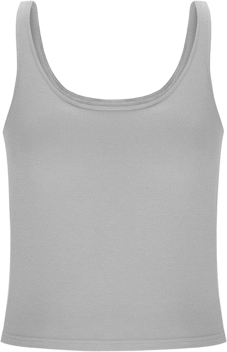 Tank Top with Built in Bra for Women Casual Summer Sleeveless Gym Crop Tops U Neck Workout Athletic Yoga Shirts