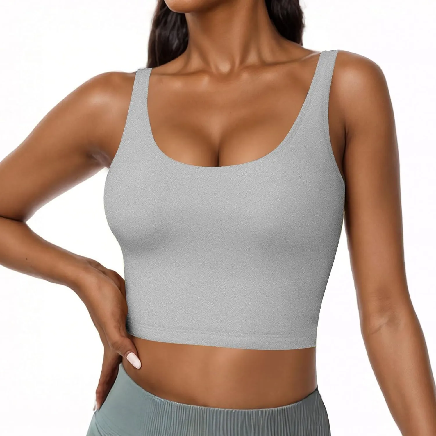 Tank Top with Built in Bra for Women Casual Summer Sleeveless Gym Crop Tops U Neck Workout Athletic Yoga Shirts