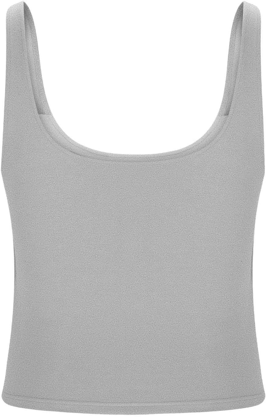 Tank Top with Built in Bra for Women Casual Summer Sleeveless Gym Crop Tops U Neck Workout Athletic Yoga Shirts