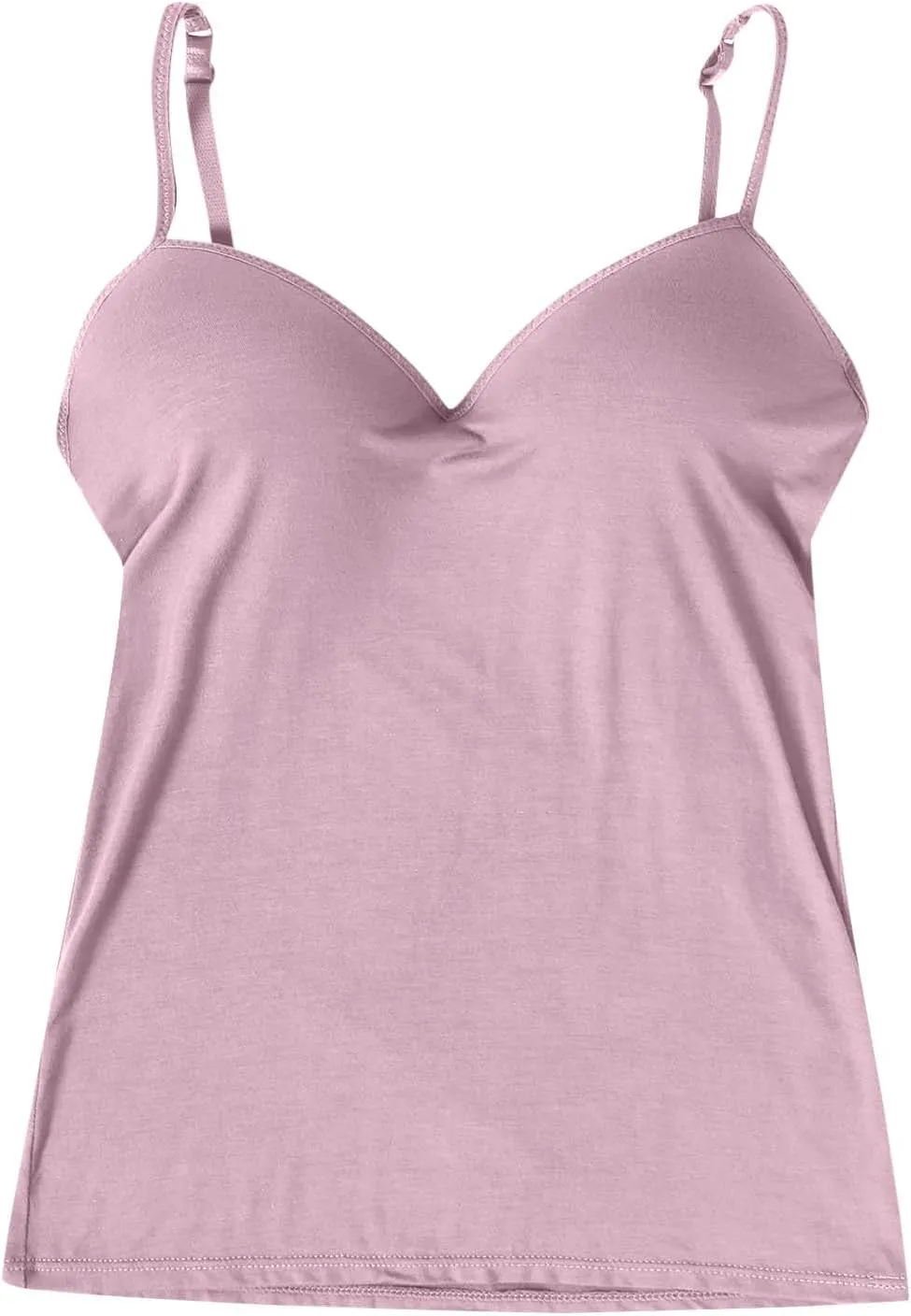 Tank Top with Built in Bra for Women Sexy Spaghetti Strap v Neck Camisole Tops Workout Summer Cami Undershirt