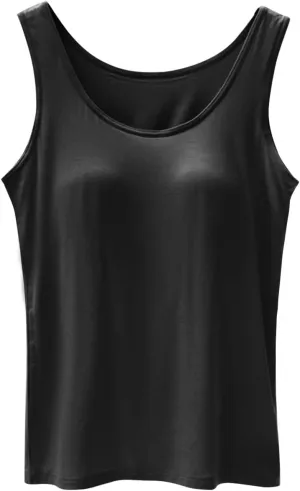 Tank Top with Built in Bra for Women Summer Casual Camisoles Basic Shirts Racerback Workout Fitted Tanks Cami Tops