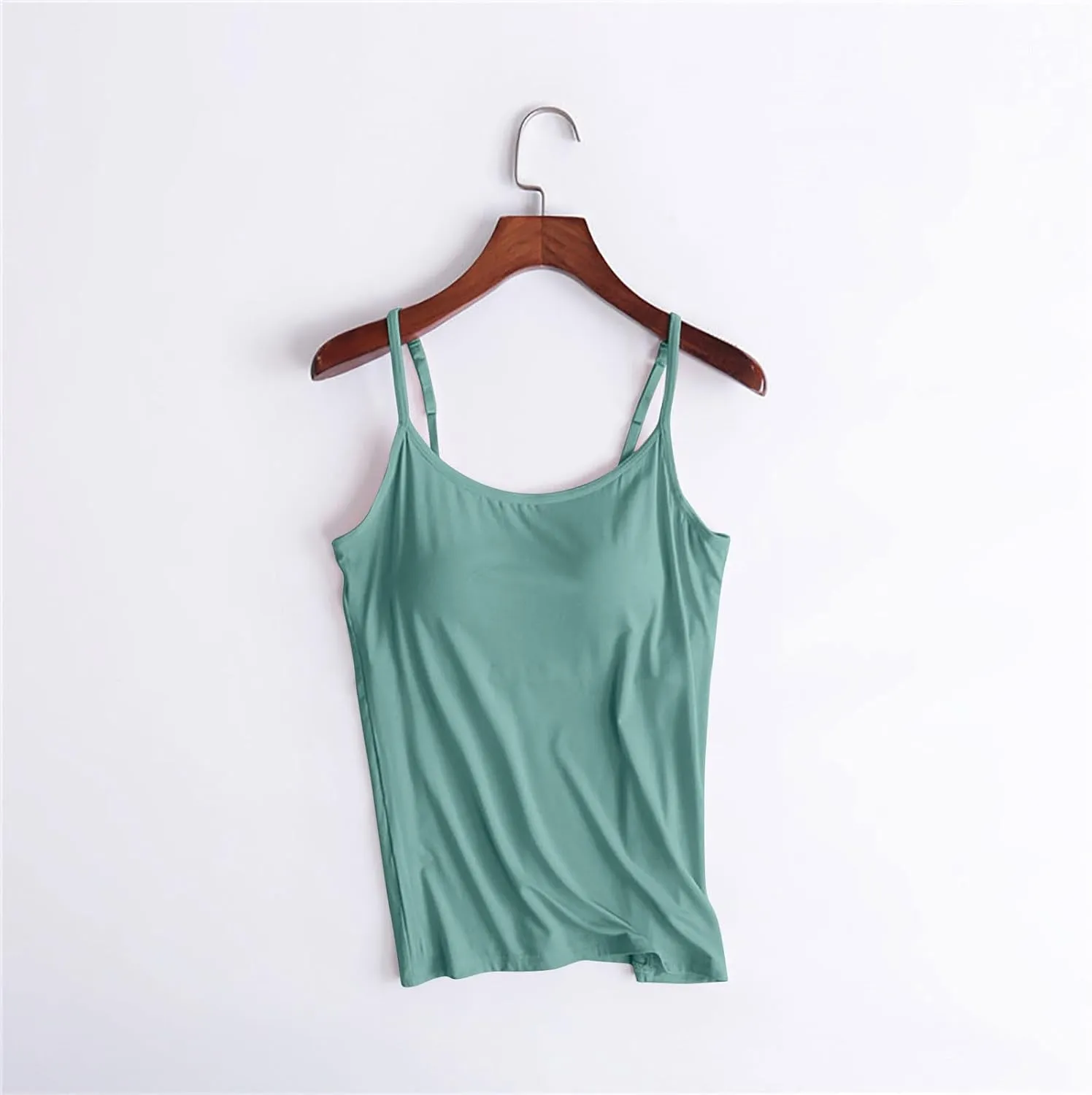 Tank Tops for Women 2025 Trendy Built in Shelf Bra Camisole Spaghetti Strap Summer Top Slim Fit Sleeveless Shirts