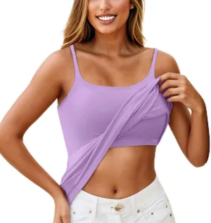 Tank Tops for Women Built in Bra Adjustable Spaghetti Strap Workout Yoga Shirts Basic Tank Tops Layer Padded Bra