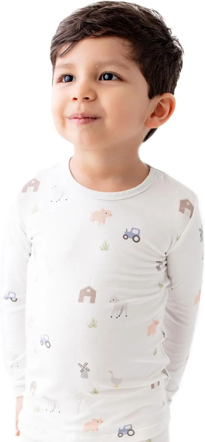 Toddler Pajamas – 95% Bamboo Viscose, 5% Spandex – Soft, Breathable Long-Sleeve Pajama Set for Kids, Sleepwear, Imported