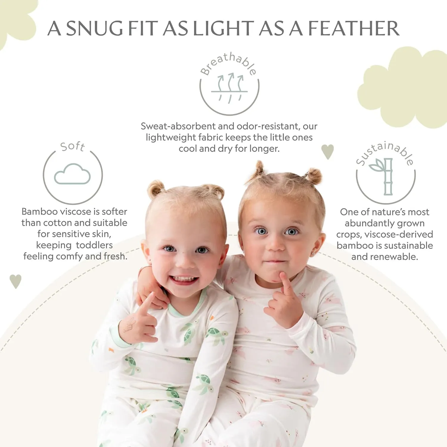 Toddler Pajamas – 95% Bamboo Viscose, 5% Spandex – Soft, Breathable Long-Sleeve Pajama Set for Kids, Sleepwear, Imported