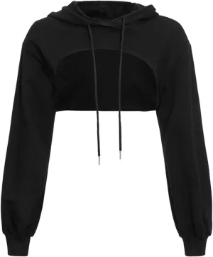 TUQIDEWU Sweatshirt for Women, Long Sleeve Super Crop Top Hoodies Sweatshirts Aesthetic Punk Hip Hop Dance Sexy Rave Clothes
