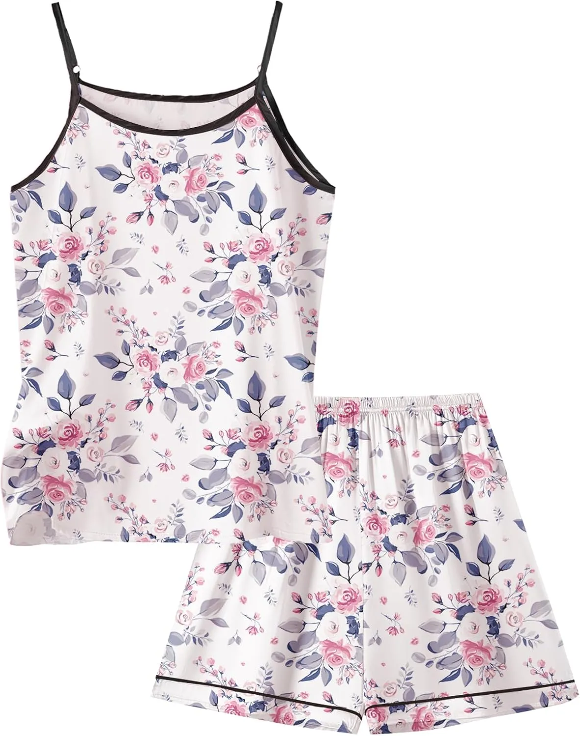 Umeyda Girls & Womens Pajamas Set Sleeveless Camisole Tank Top and Shorts 2 Piece Sleepwear Summer Outfits