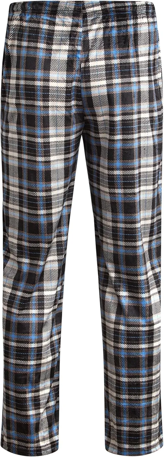 U.S. Polo Assn. Men's Pajama Pants - Soft Fleece Plaid Lounge Pants Sleepwear Bottoms for Men with Pockets (Sizes: S-XL)