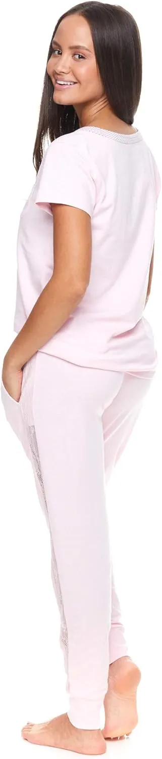 U.S. Polo Assn. Womens Pajama Set with Pockets - Short Sleeve Shirt and Pajama Pants Pj Set