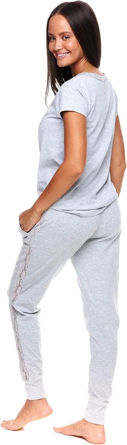 U.S. Polo Assn. Womens Pajama Set with Pockets - Short Sleeve Shirt and Pajama Pants Pj Set