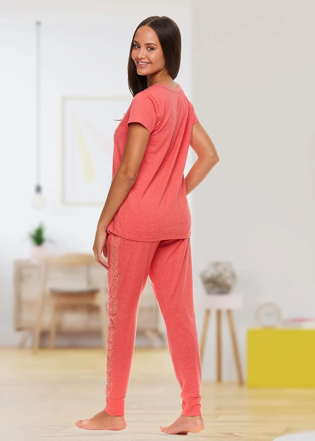 U.S. Polo Assn. Womens Pajama Set with Pockets - Short Sleeve Shirt and Pajama Pants Pj Set