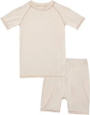 VAENAIT BABY Infant Toddler Junior Girls Boys Pajamas Pyjamas Sleepwear Set Solid Bamboo Daily Short Summer Pjs Set 6M-12Y