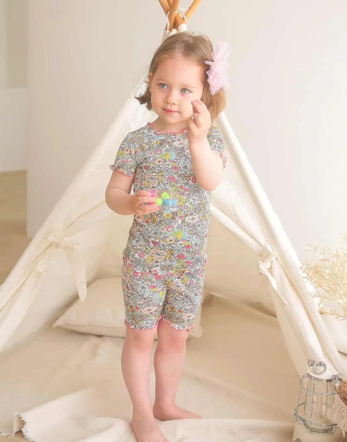 Vaenait Toddler Girls Boys Kids Girls Boys Animal Flower Patern Sleepwear Pajamas Summer Viscose Pjs