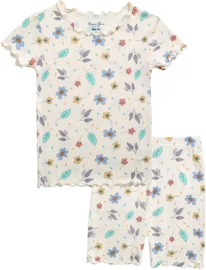 Vaenait Toddler Girls Boys Kids Girls Boys Animal Flower Patern Sleepwear Pajamas Summer Viscose Pjs
