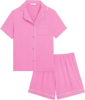 Veseacky Unisex Girls Boys Pajamas Long Sleeve Sleepwear Button-Down 2 Pcs Pjs Set for 5-14 Years
