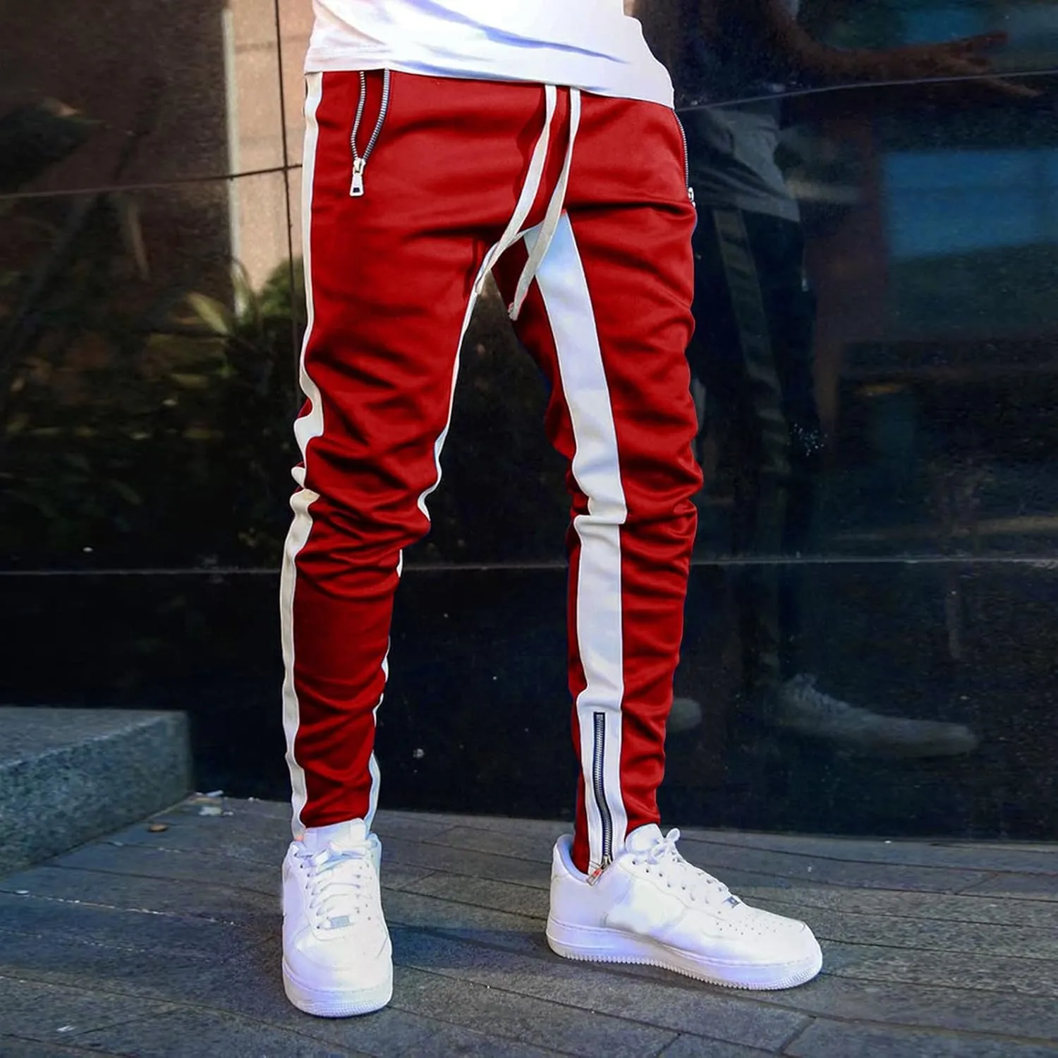 Vickyleb Cargo Pants for Men Stretch,Men's Workout Slim Fit Sweatpants Gym with Pockets Stretch Jogger Pants