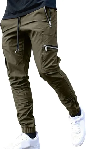 Vickyleb Cargo Pants for Men Stretch,Men's Workout Slim Fit Sweatpants Gym with Pockets Stretch Jogger Pants
