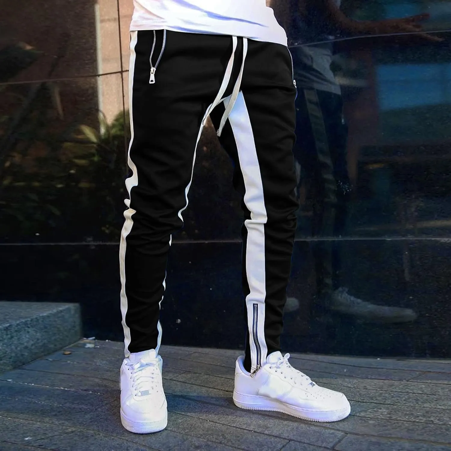 Vickyleb Cargo Pants for Men Stretch,Men's Workout Slim Fit Sweatpants Gym with Pockets Stretch Jogger Pants