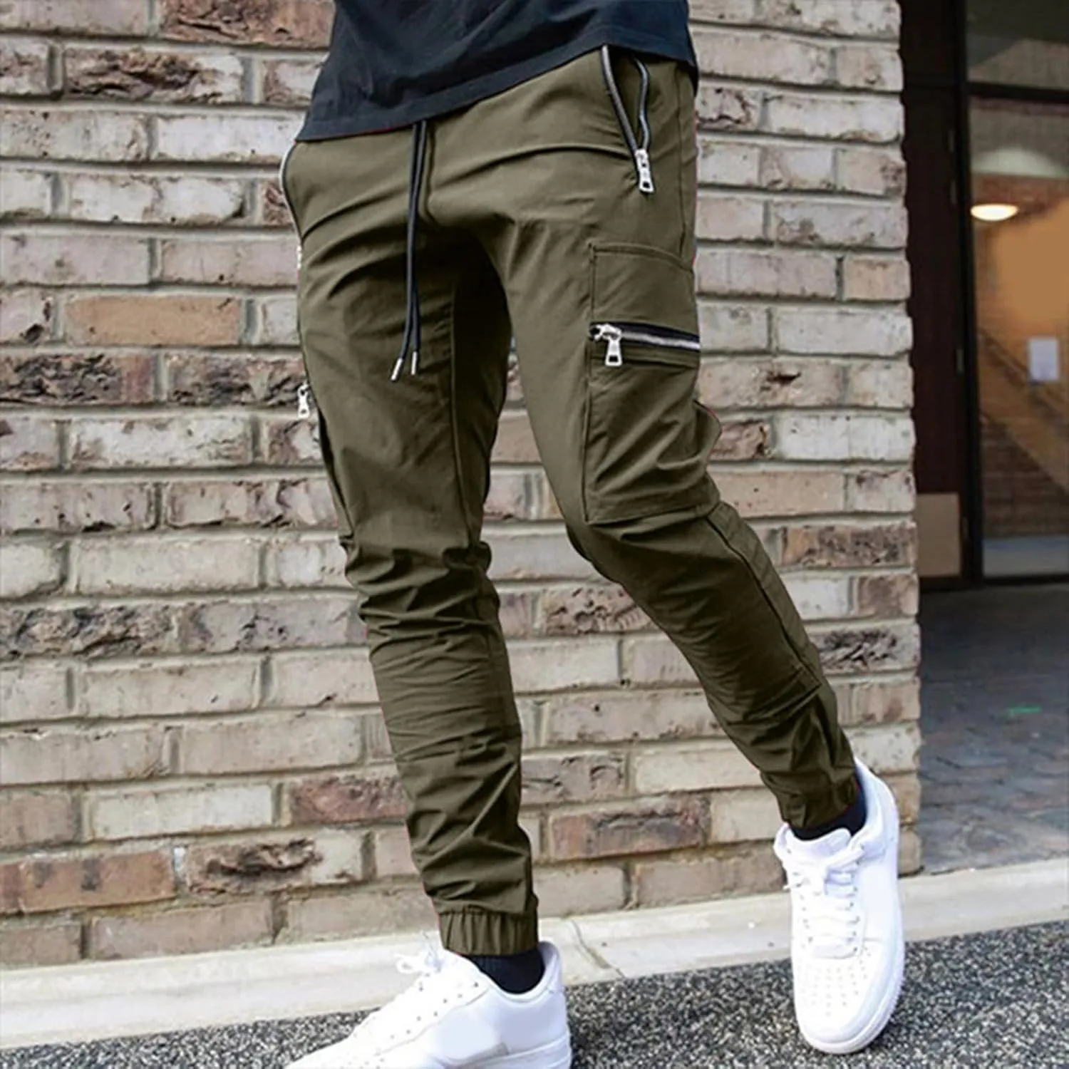 Vickyleb Cargo Pants for Men Stretch,Men's Workout Slim Fit Sweatpants Gym with Pockets Stretch Jogger Pants