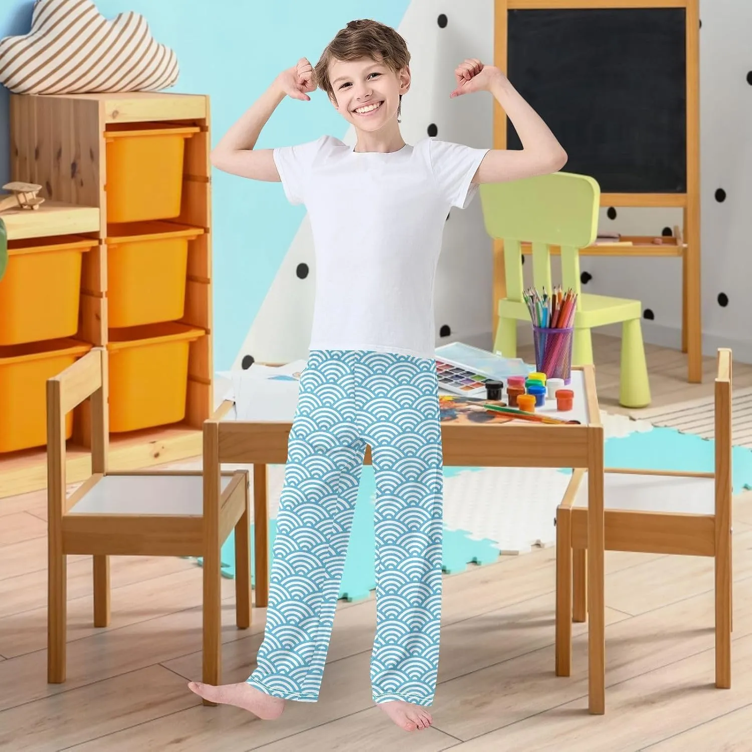 visesunny Boys' Pants Cute Animal Pattern Jogger Sweatpants Elastic Waist Long Bottoms Trousers with Two Pockets S-XL