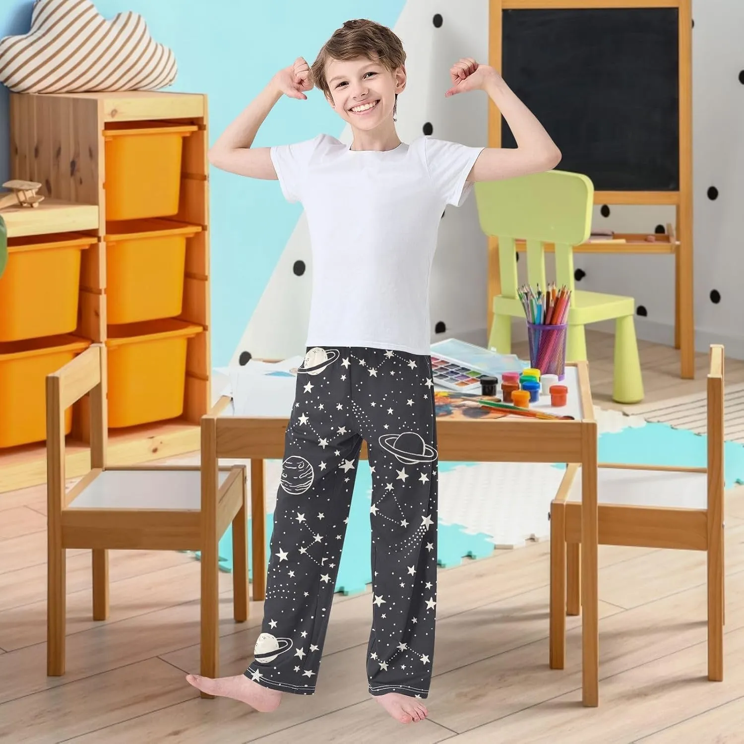 visesunny Boys' Pants Cute Animal Pattern Jogger Sweatpants Elastic Waist Long Bottoms Trousers with Two Pockets S-XL