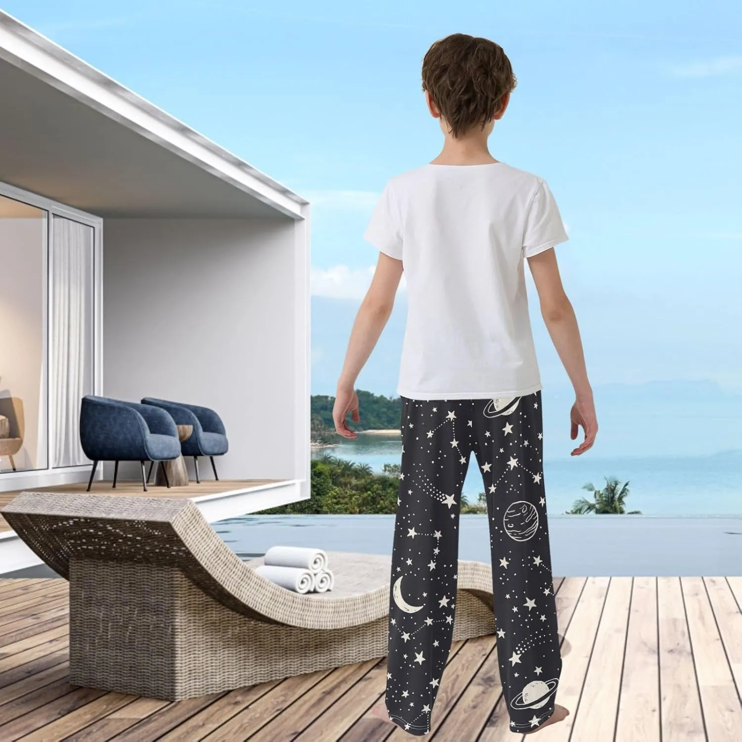 visesunny Boys' Pants Cute Animal Pattern Jogger Sweatpants Elastic Waist Long Bottoms Trousers with Two Pockets S-XL