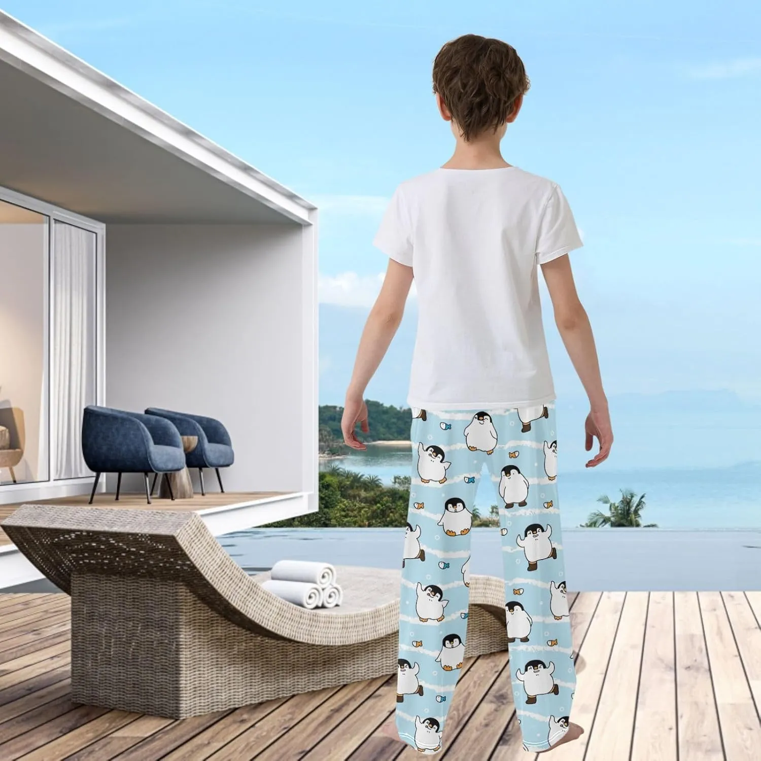 visesunny Boys' Pants Cute Animal Pattern Jogger Sweatpants Elastic Waist Long Bottoms Trousers with Two Pockets S-XL
