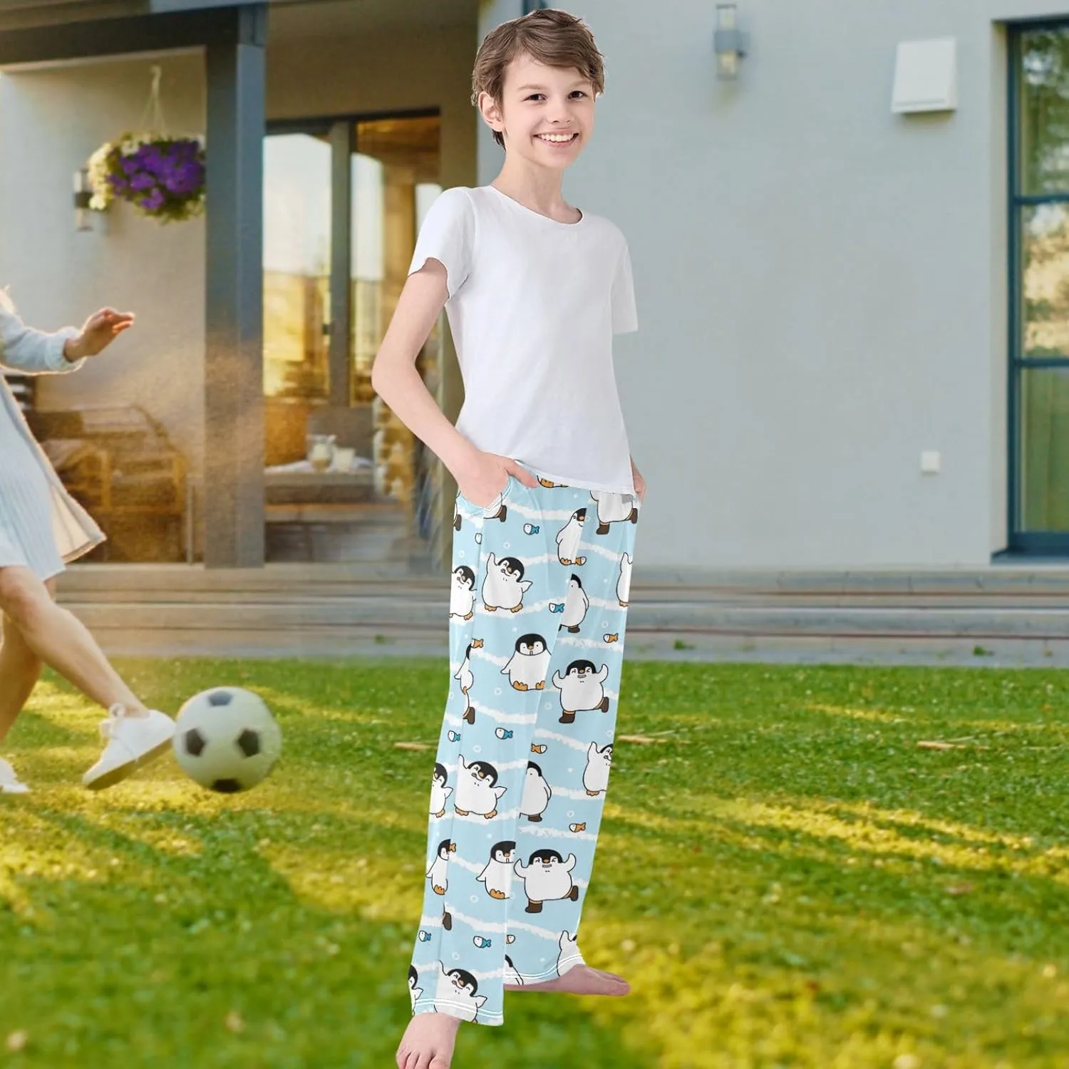 visesunny Boys' Pants Cute Animal Pattern Jogger Sweatpants Elastic Waist Long Bottoms Trousers with Two Pockets S-XL