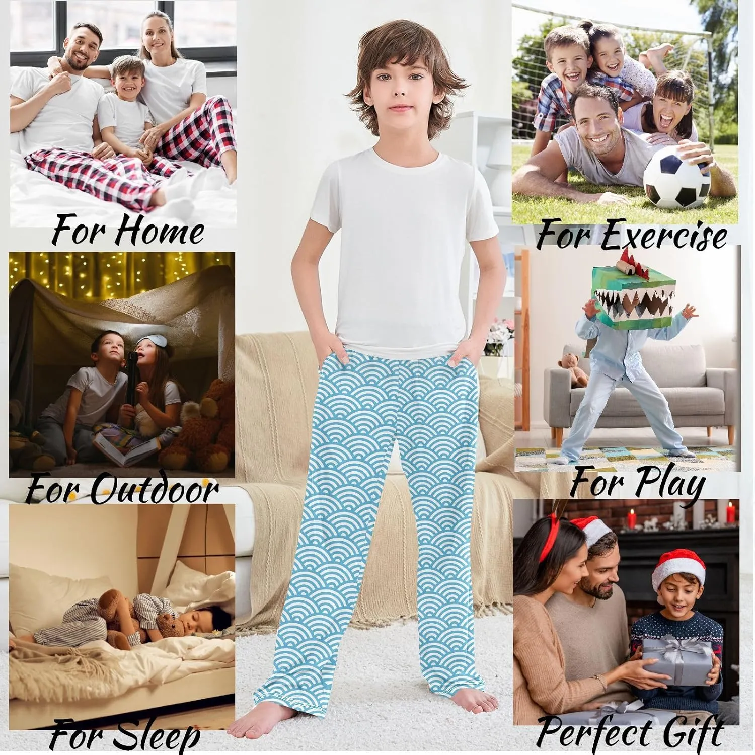 visesunny Boys' Pants Cute Animal Pattern Jogger Sweatpants Elastic Waist Long Bottoms Trousers with Two Pockets S-XL
