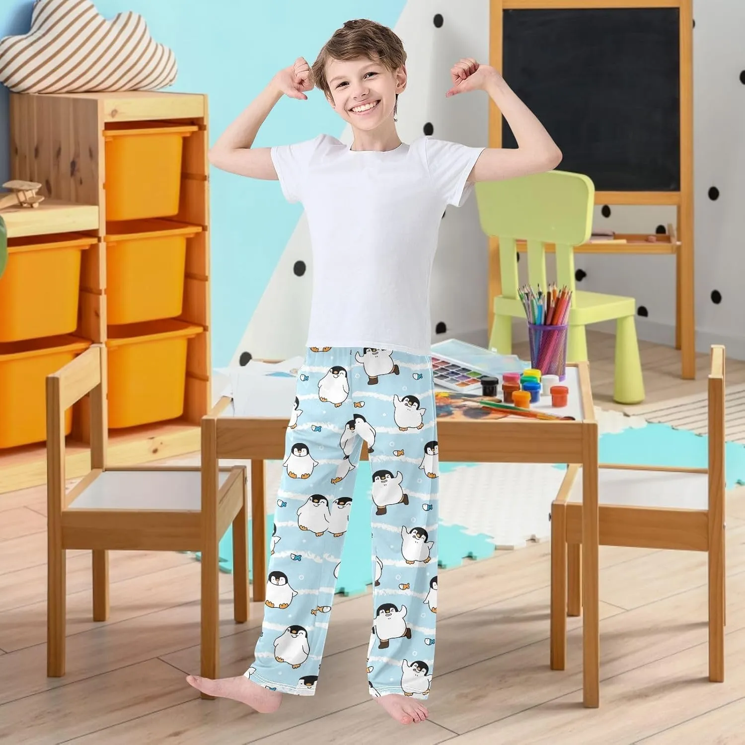 visesunny Boys' Pants Cute Animal Pattern Jogger Sweatpants Elastic Waist Long Bottoms Trousers with Two Pockets S-XL