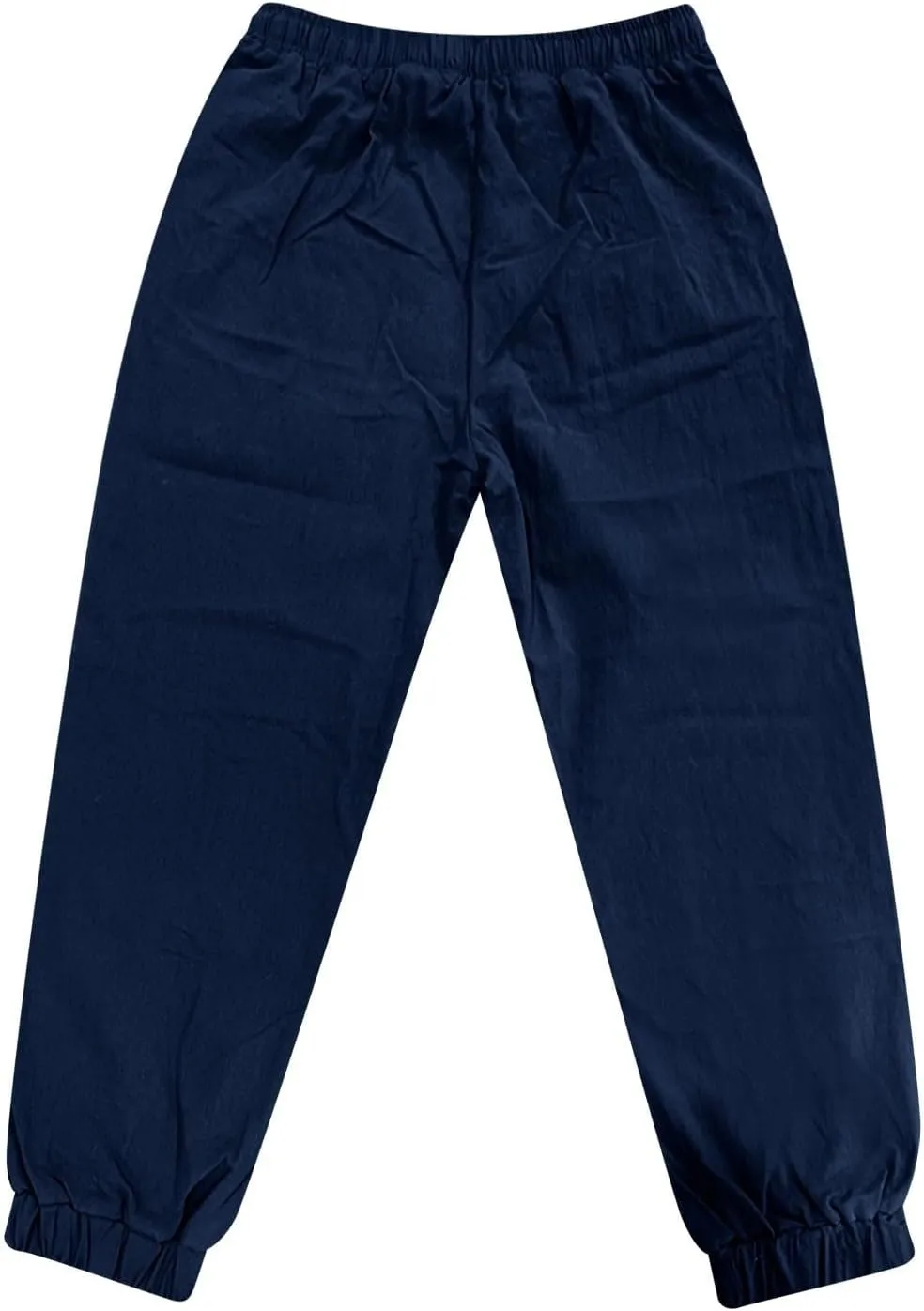 WENKOMG1 Mens Cotton Linen Pants Summer Ankle Length Tapered Elastic Waist Casual Pants Lightweight Breathable Joggers