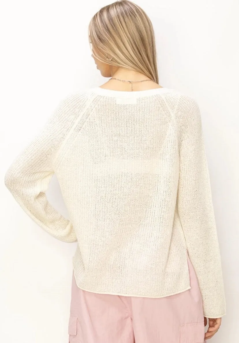 Whip Cream Sheer Lightweight Sweater