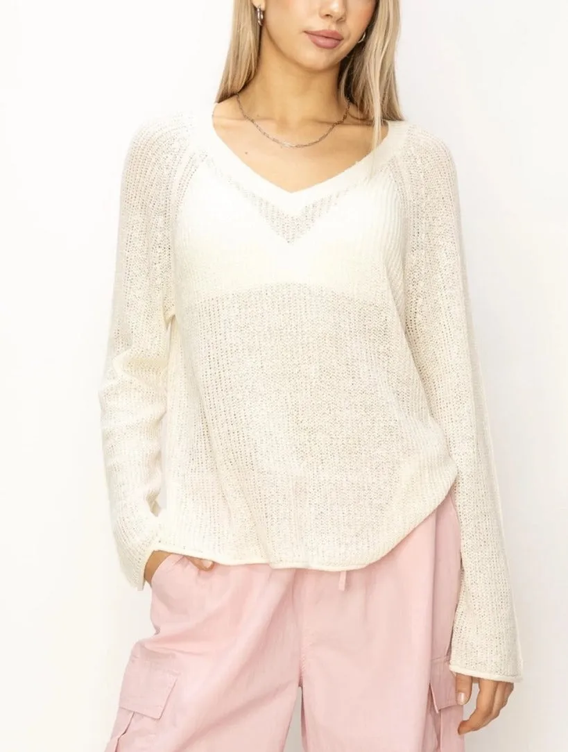 Whip Cream Sheer Lightweight Sweater