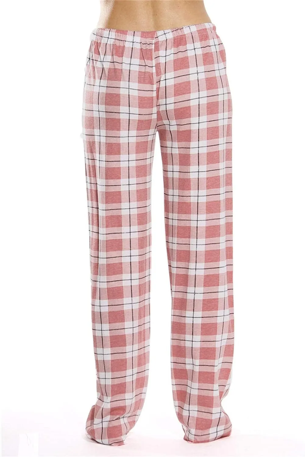 Wide Leg Pants for Women Plaid Mid Rise Elastic Waist Trousers Loose Casual Gingham Straight Palazzo Loungewear Pants