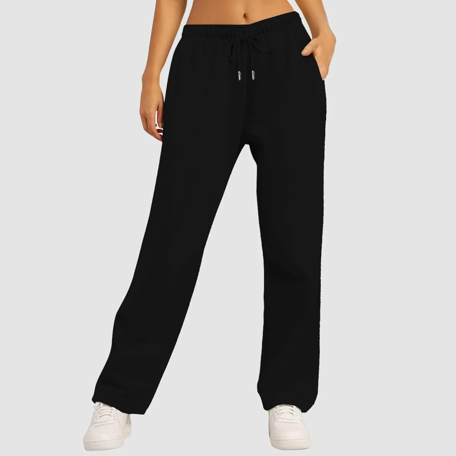 Wide Leg Sweatpants Women Casual Drawstring High Waisted Sweat Pants Plus Size Tummy Control Joggers Workout Pants for Women