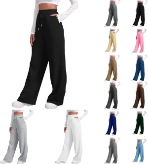 Wide Leg Sweatpants Women Casual Drawstring High Waisted Sweat Pants Plus Size Tummy Control Joggers Workout Pants for Women